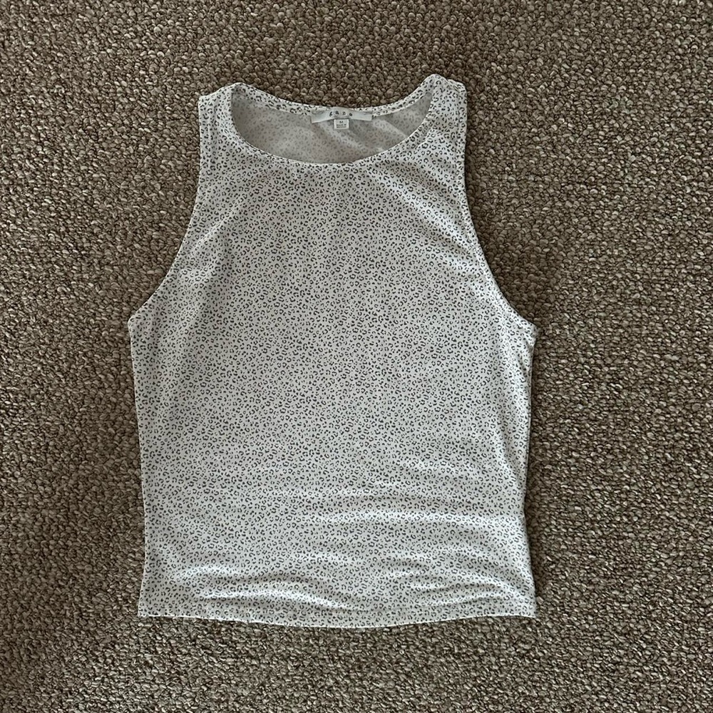 Super soft, white and gray cheetah print tank top